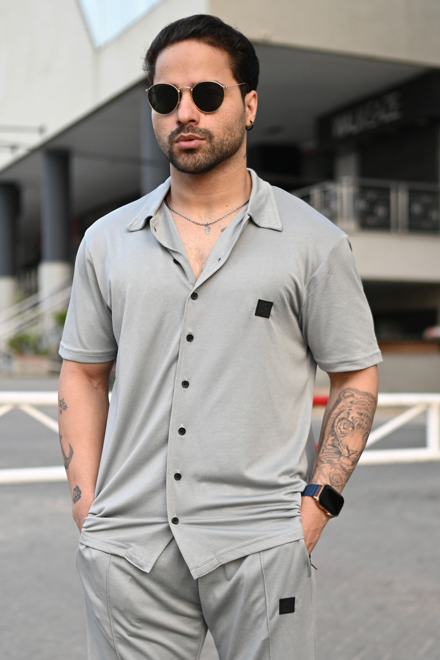 Spd Grey Button Up Polo