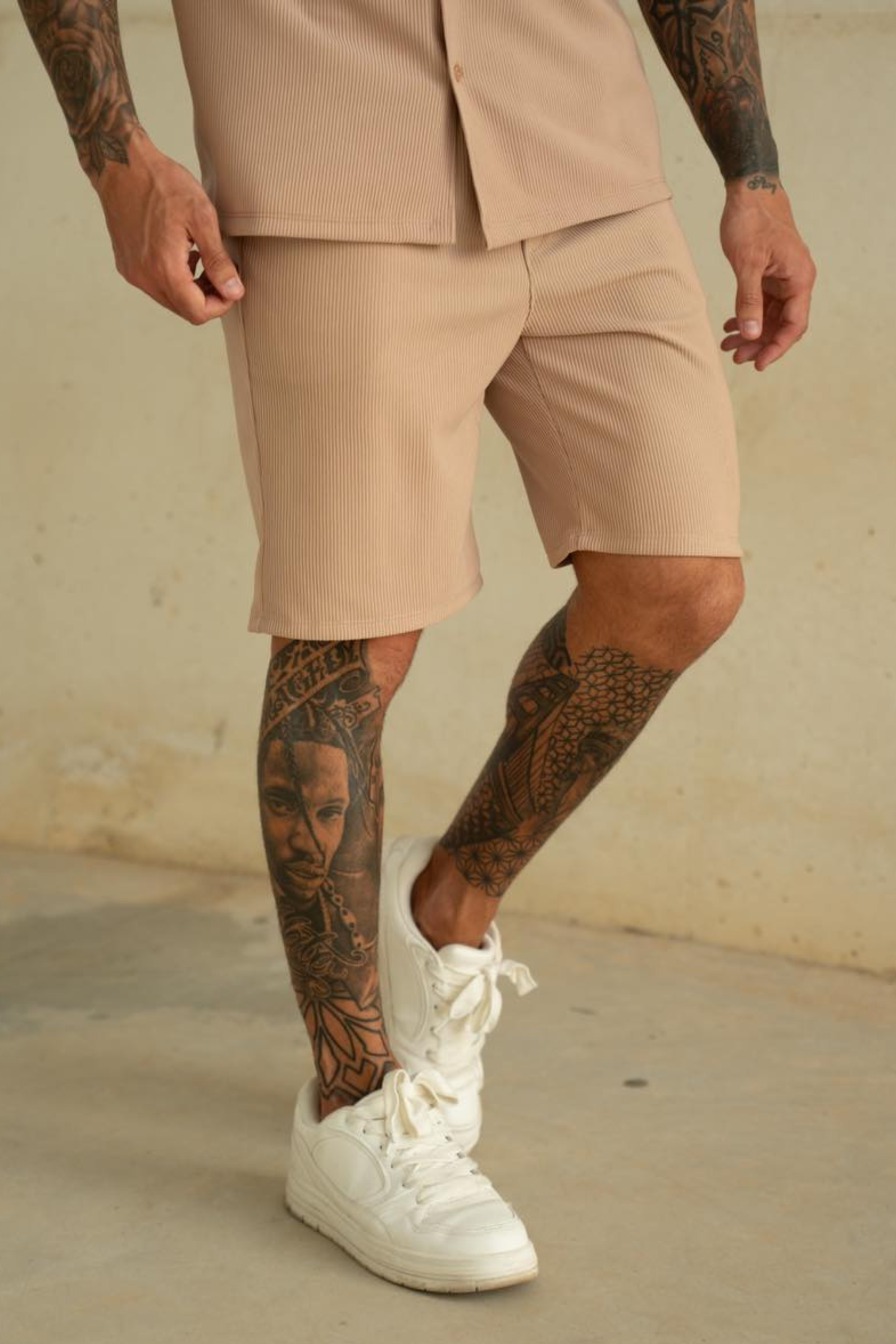 Speed Beige Shorts Button Up Short