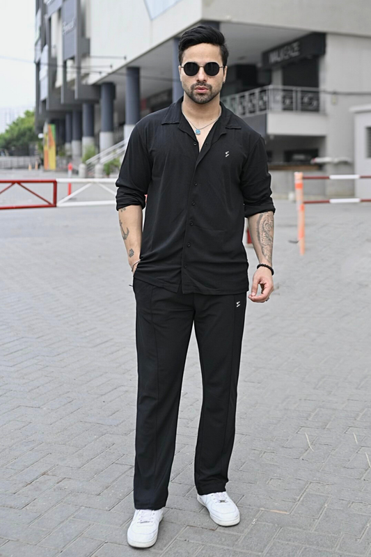 SPD Black Full Sleeve Button Up Set