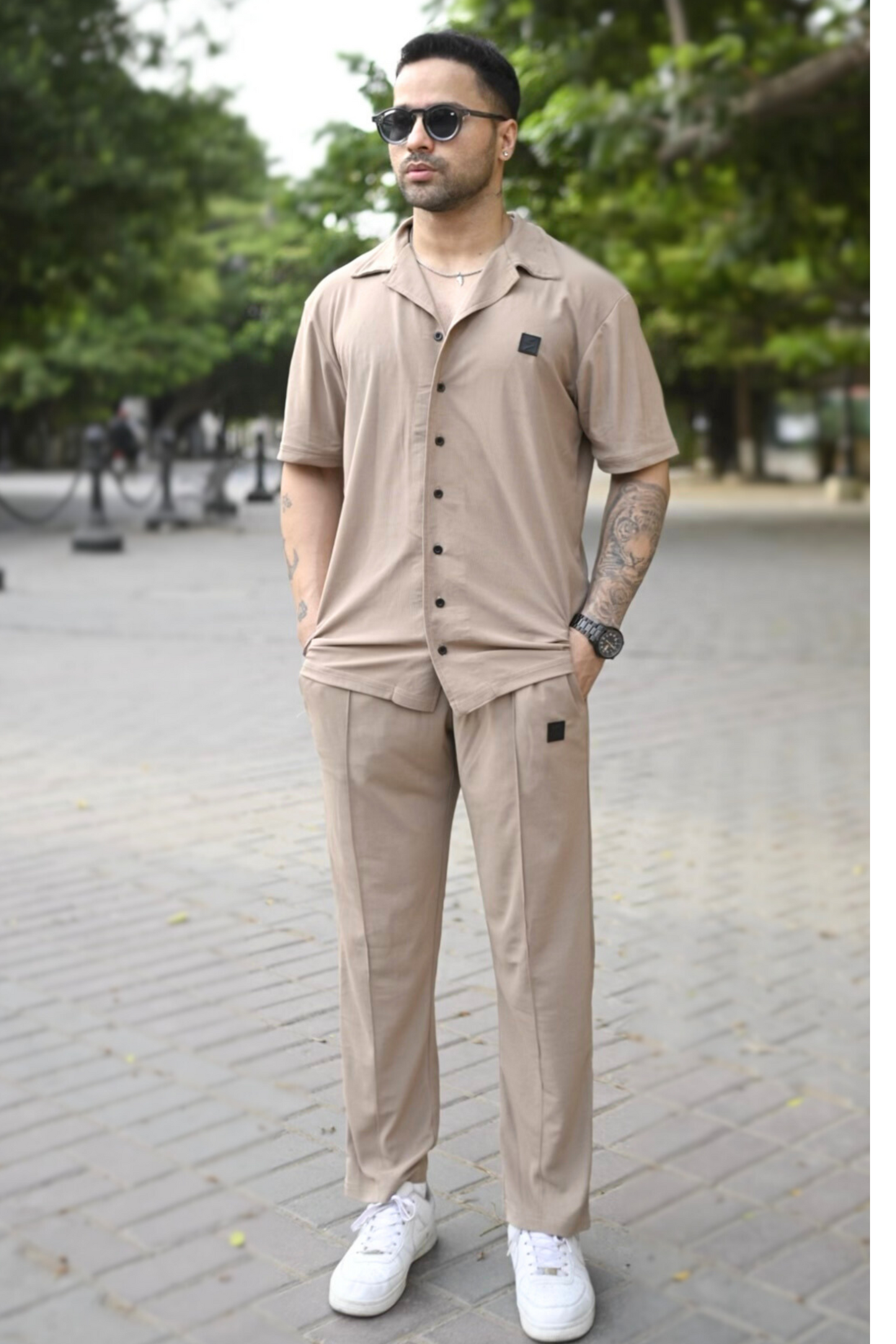 Spd Beige Button Up Set