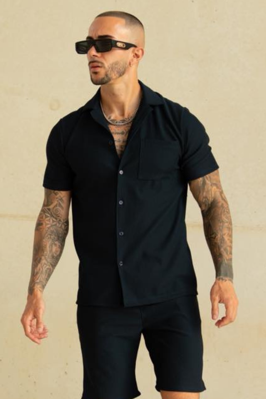 Speed Black Shorts Button Up Shirt
