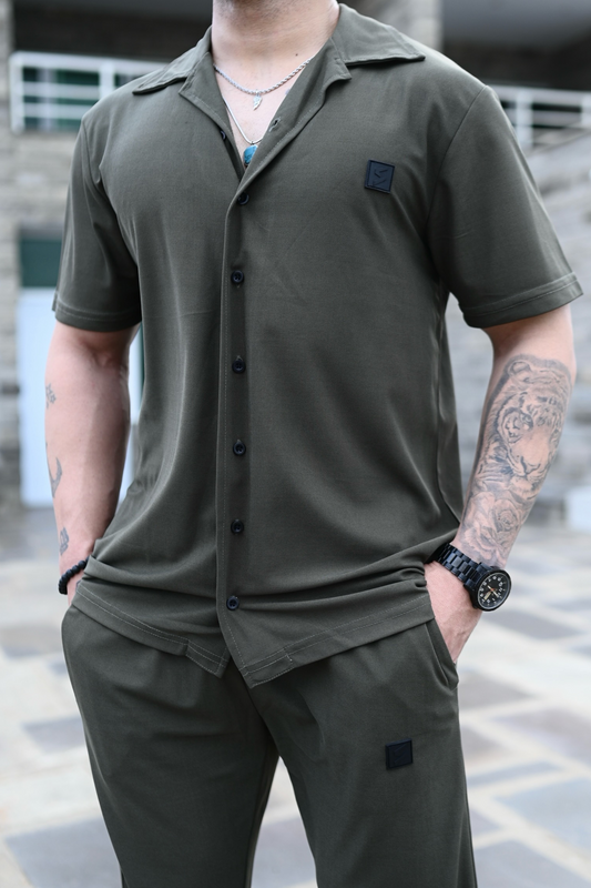 Spd Army Button Up Polo