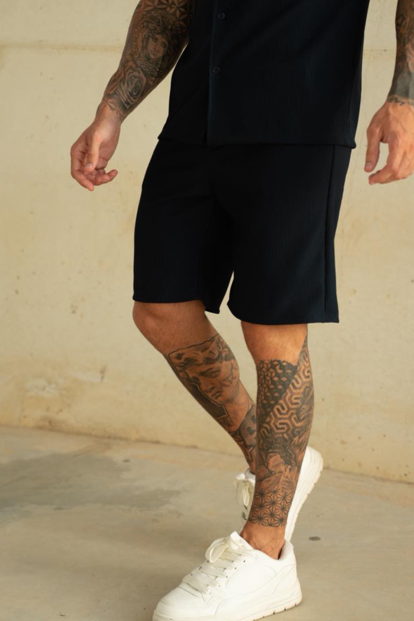Speed Black Shorts Button Up Set