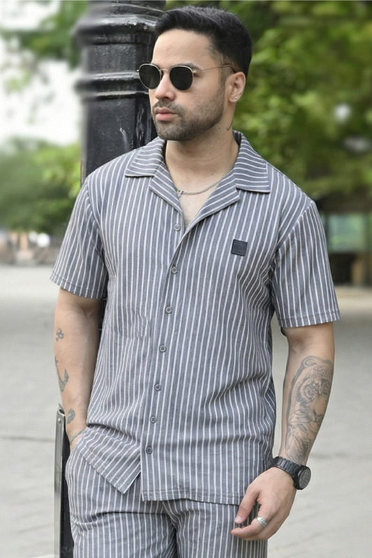 Spd Grey Stripe Button Up Shirt