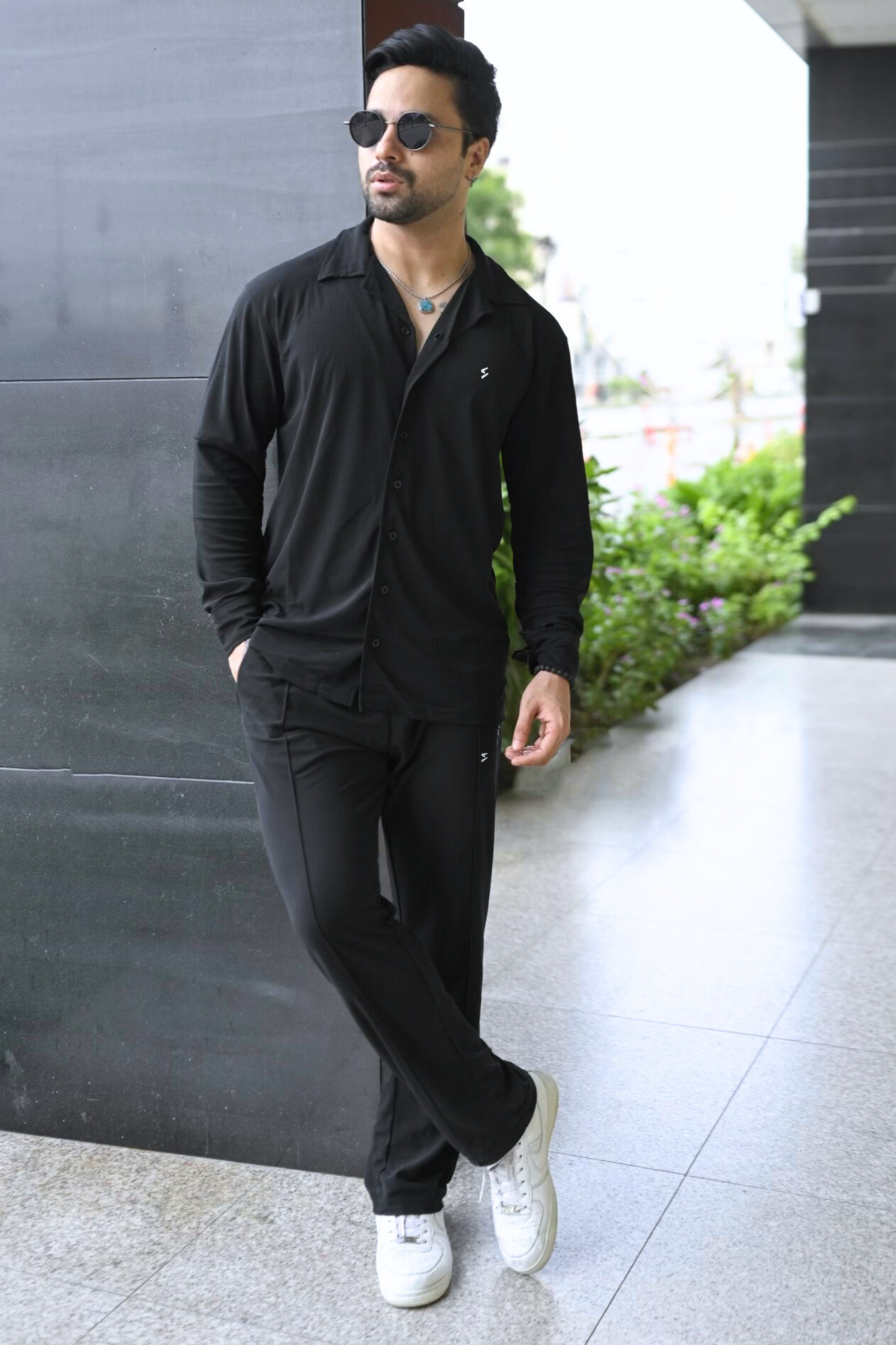 SPD Black Full Sleeve Button Up Set