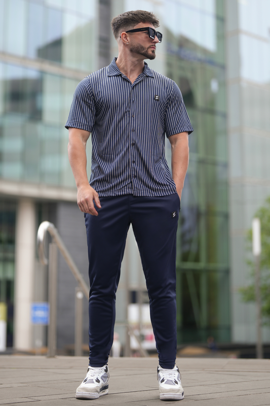 SPD Navy Stripe Button Up Set