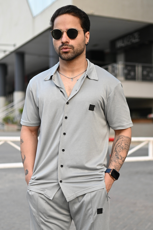 Spd Grey Button Up Polo