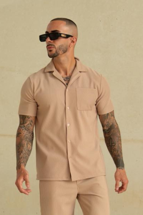 Speed Beige Shorts Button Up Shirt
