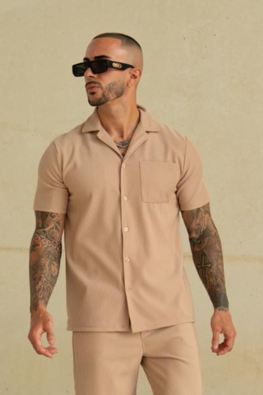 Speed Beige Shorts Button Up Shirt