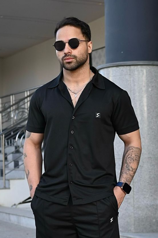 SPD Black Button Up Polo