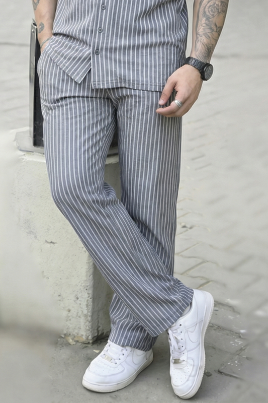 Spd Grey Stripe Button Up Trouser