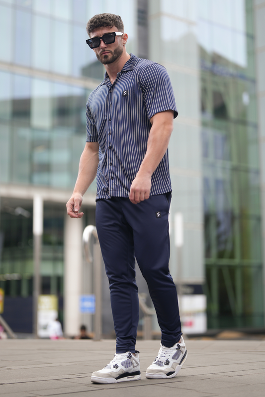 SPD Navy Stripe Button Up Set