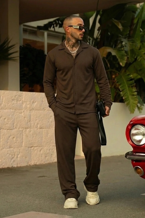 Spd Brown Button UP Tracksuit