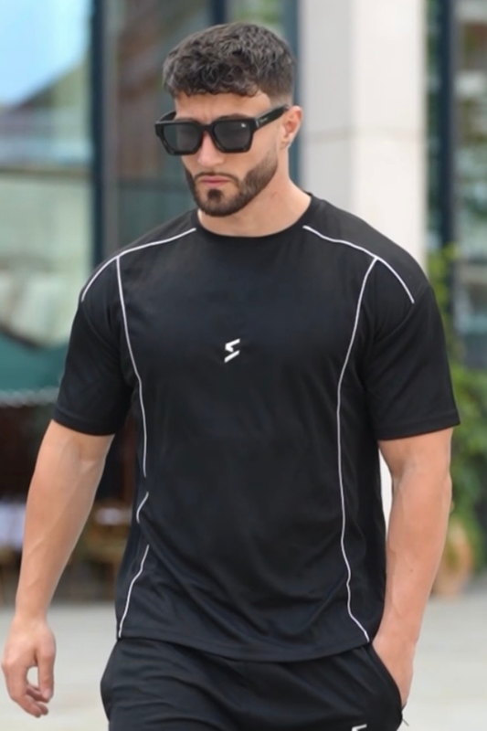 Spd Black Piping Oversize T-Shirt