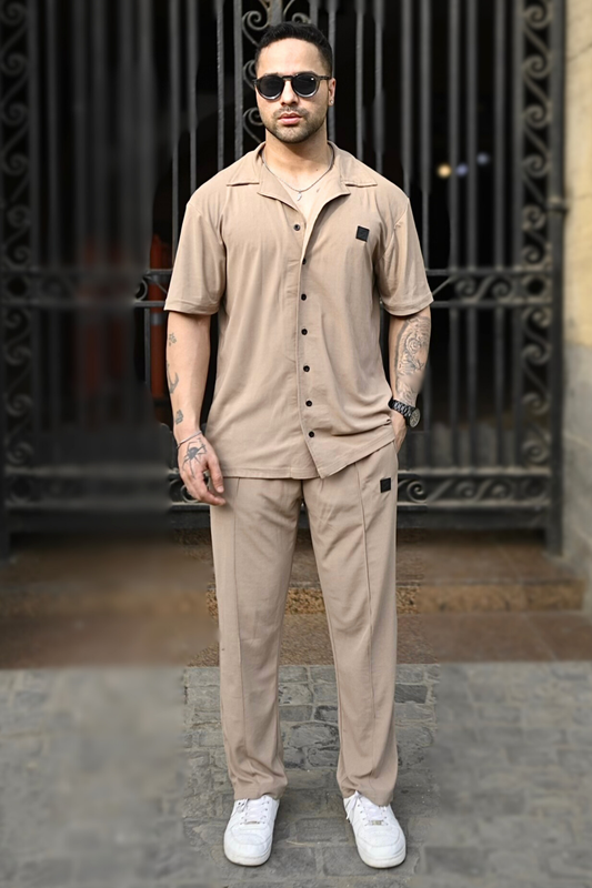 Spd Beige Button Up Set