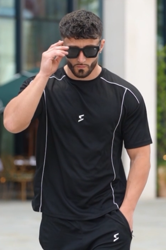 Spd Black Piping Oversize T-Shirt