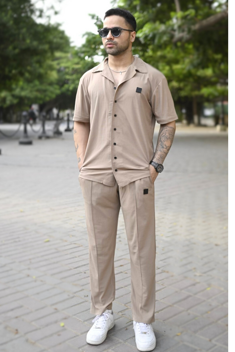 Spd Beige Button UP Tracksuit