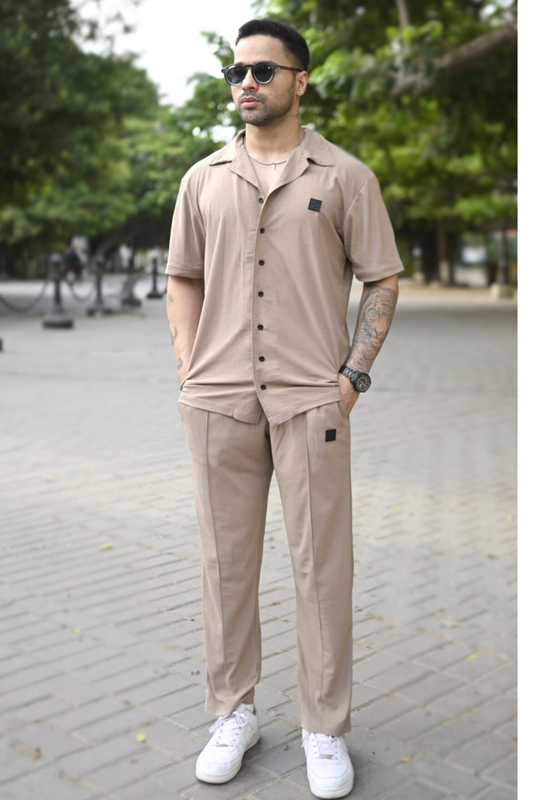 Spd Beige Button Up Set