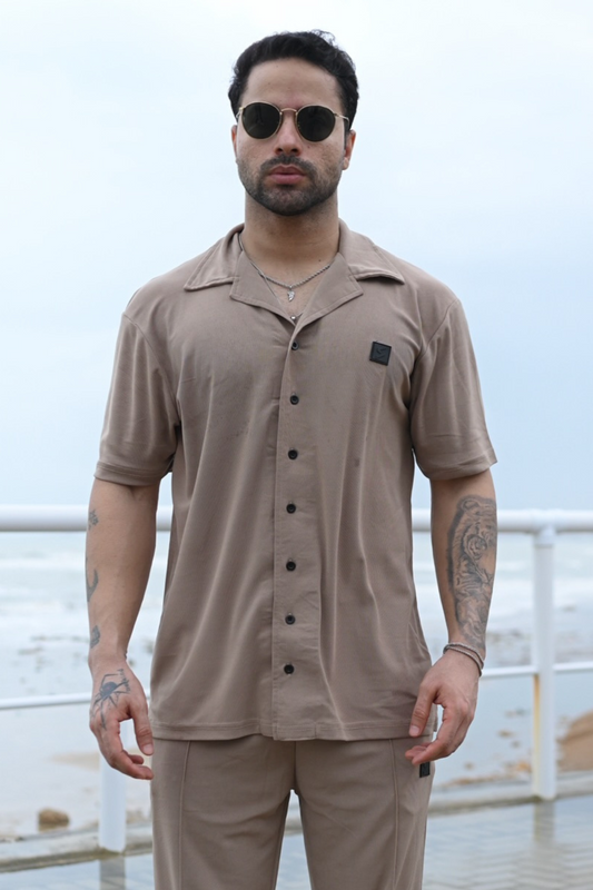 Spd Beige Button Up Polo